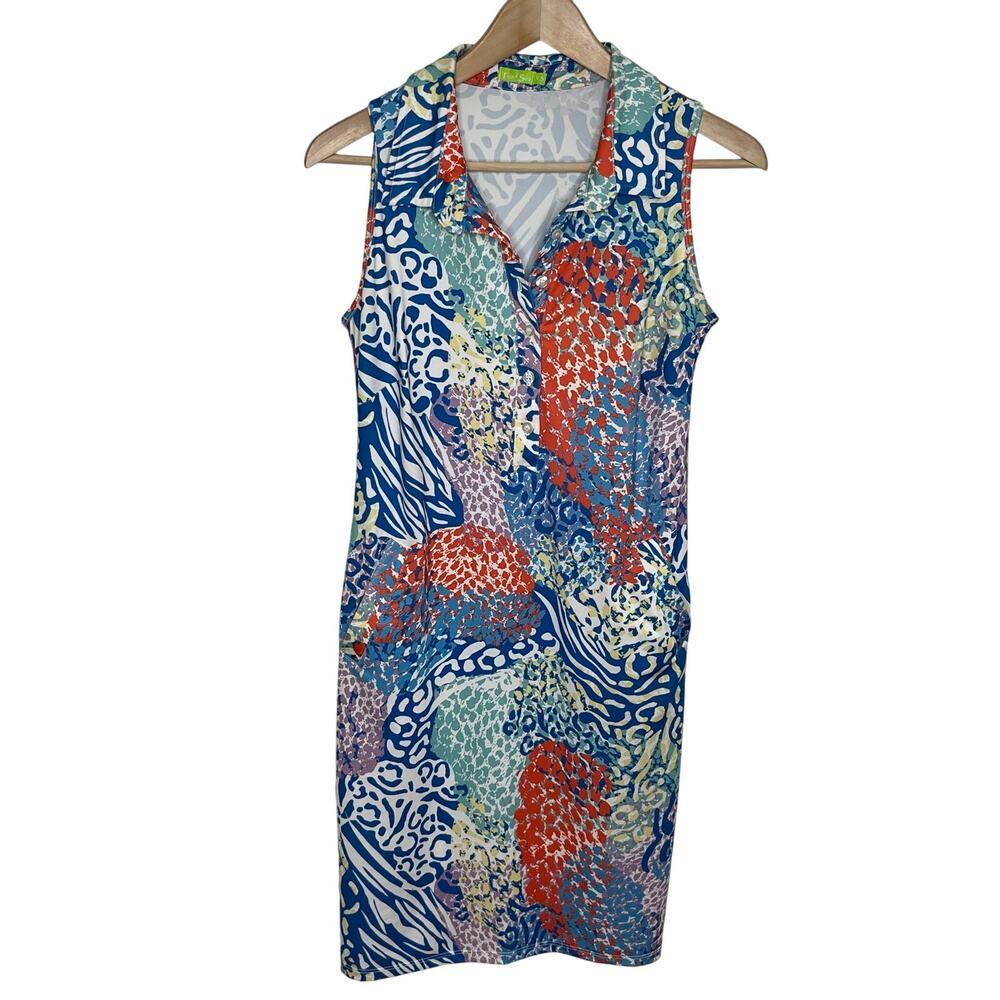Tee 2 Sea Womens Shift Dress XS Blue Pockets Stretch Comfort Golf Tennis Outdoor